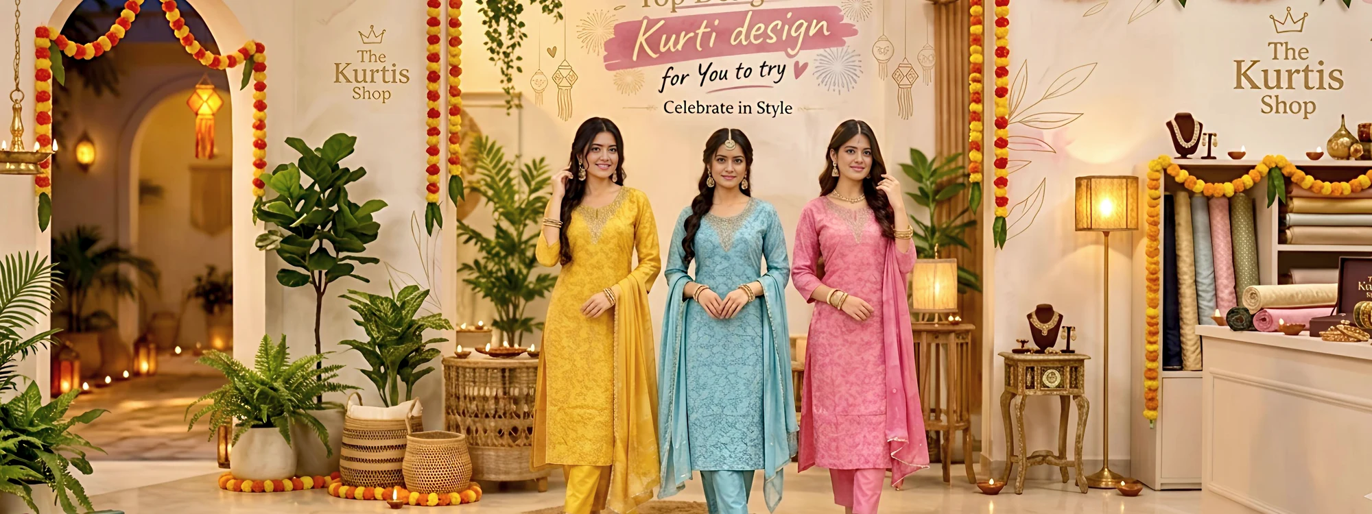 The Kurti Shop Top Designers Kurti Design - Pure Cotton and Embroidered Ethnic Suits