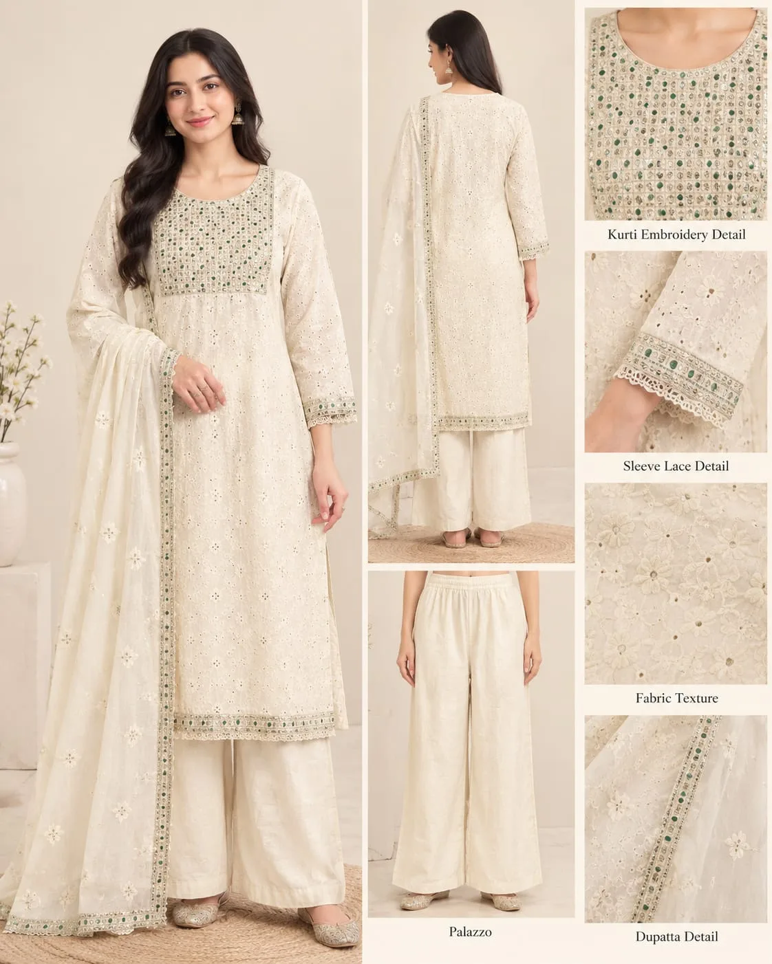 Elegant Cotton Blend Kurti Palazzo Set for Women
