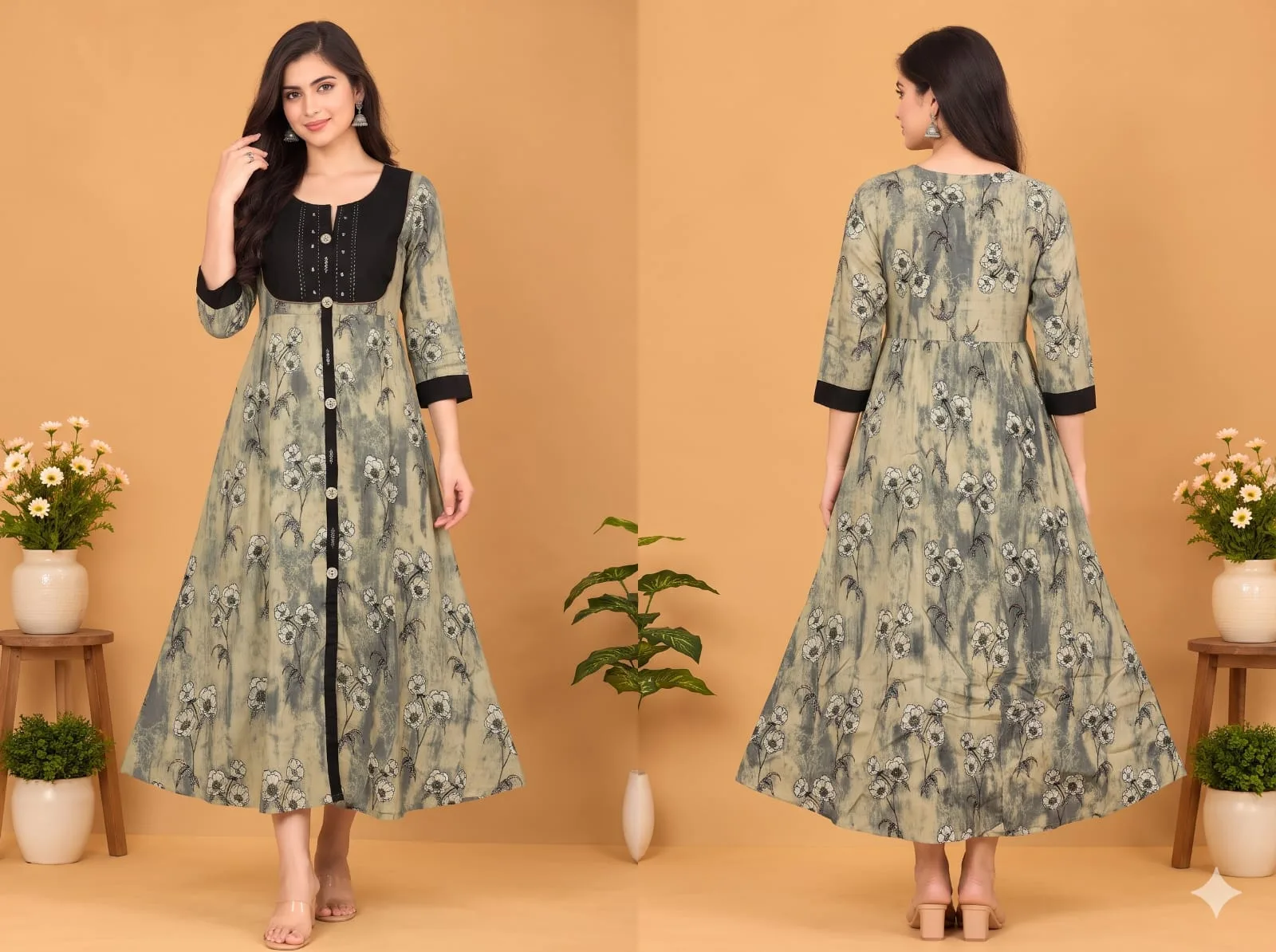 The Kurti Shop Premium Floral Kurtis with Tailored Silhouette view 3