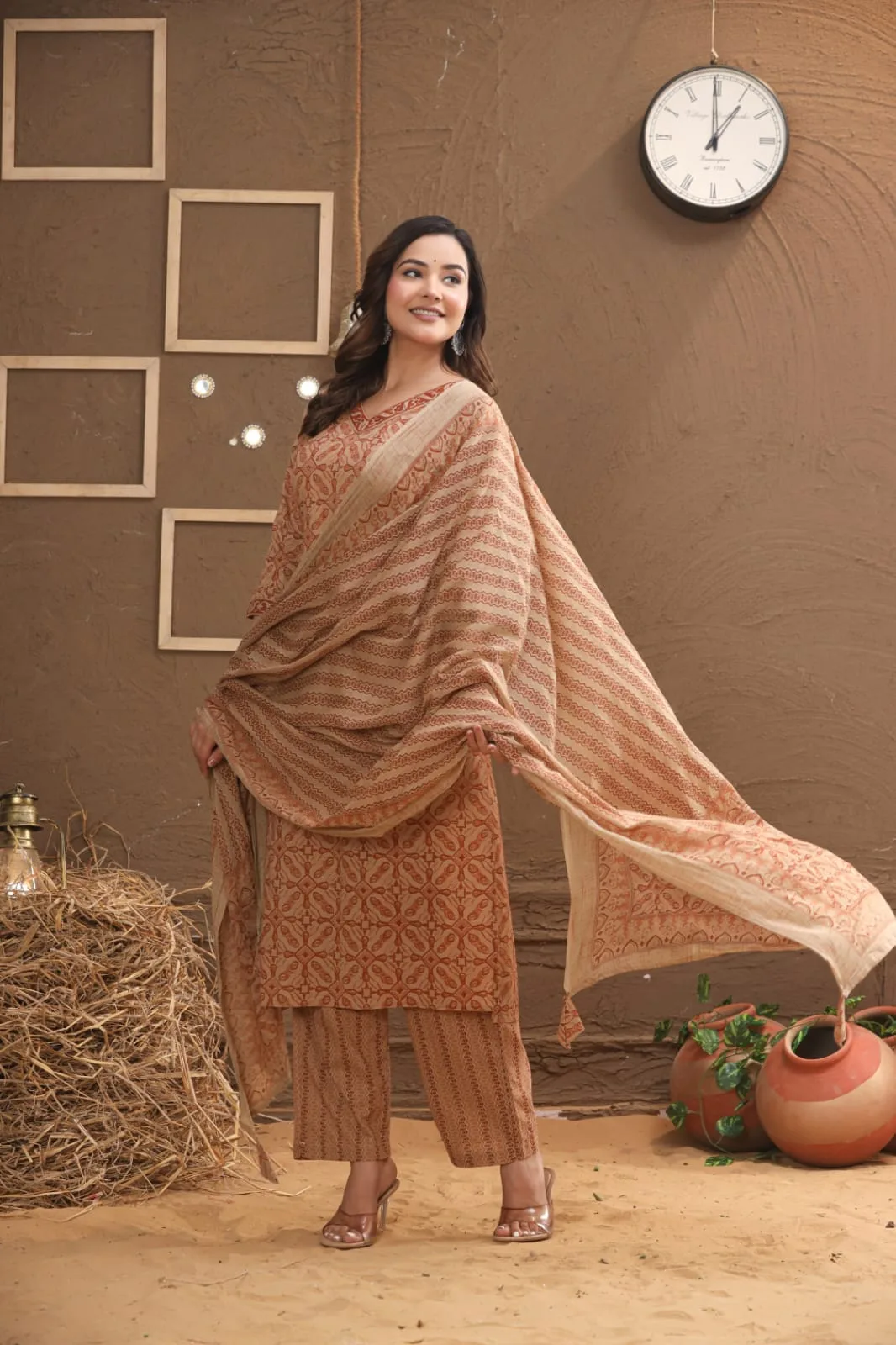Printed Cotton Kurta Set with Dupatta | The Kurti Shop