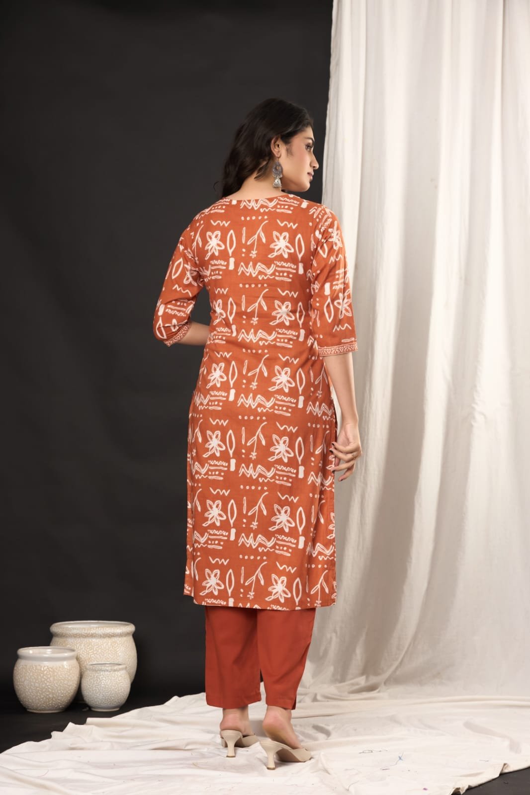 Printed Cotton Kurta Set with Dupatta | The Kurti Shop view 4