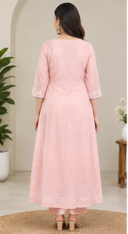The Kurti Shop Floral Pleated Flared Designer Kurti view 4