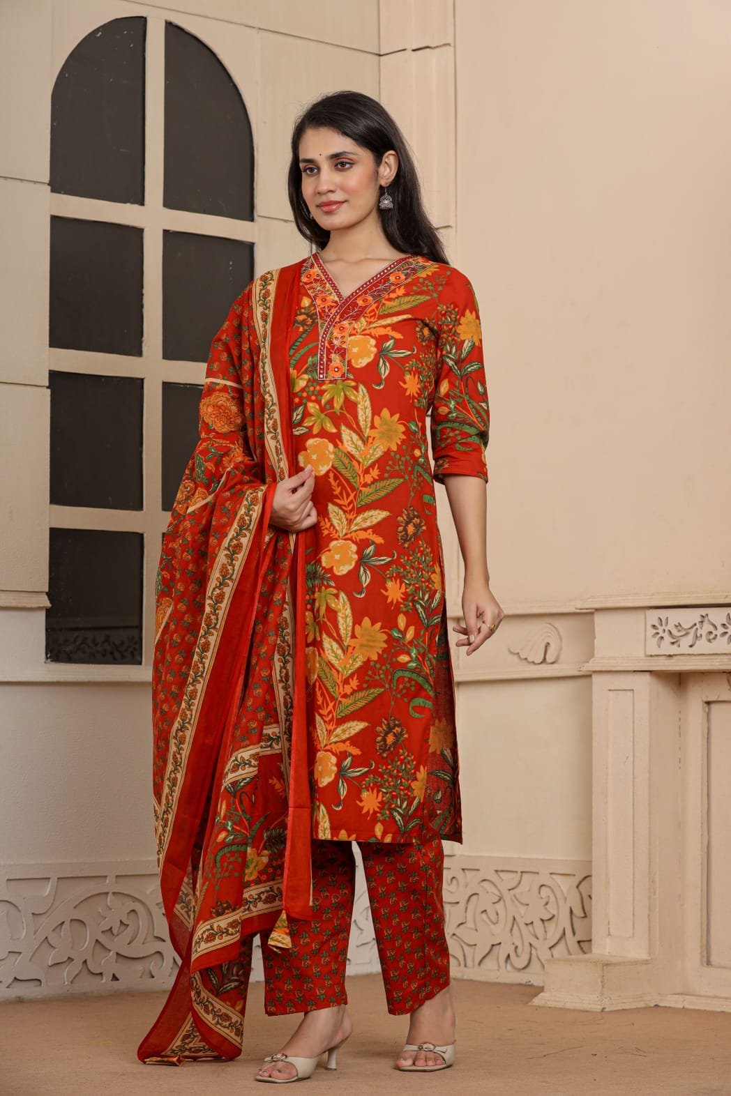 Women Printed Kurta with Bottom & Dupatta | 3-Piece Ethnic Wear Set | M to 3XL | The Kurti Shop