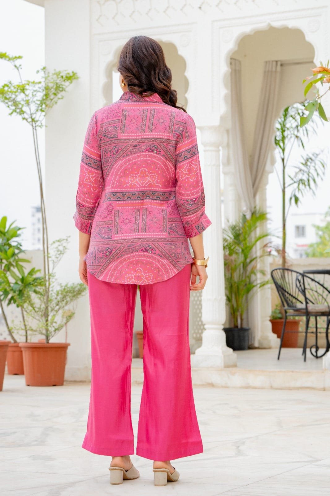 Women Printed Shirt Style Kurta with Palazzo Pants – 2 Piece Co-Ord Set view 6