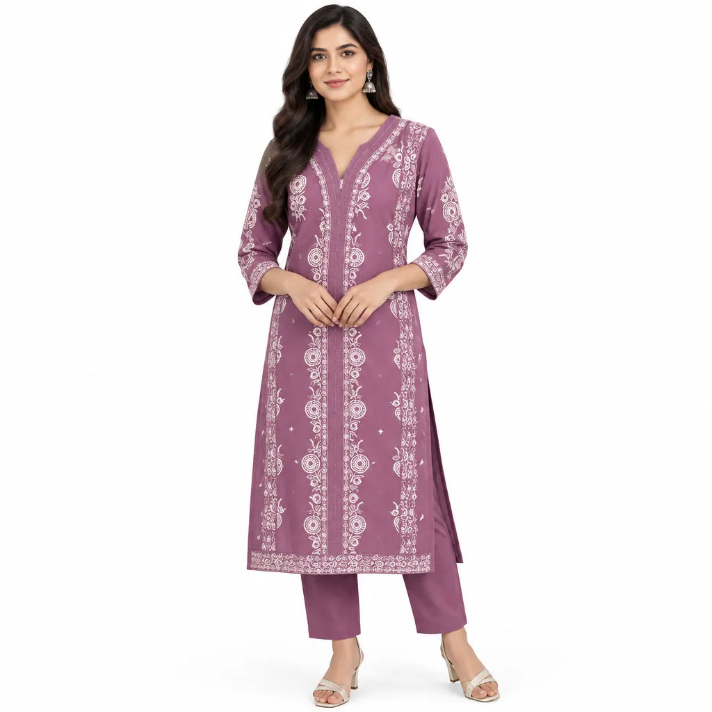 Women’s Printed Straight Kurta Set with Dupatta & Bottom | 3 Piece Ethnic Wear view 2