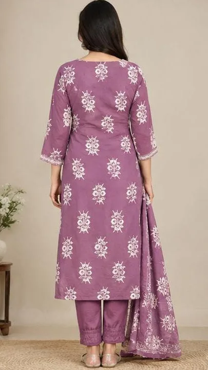 Women’s Printed Straight Kurta Set with Dupatta & Bottom | 3 Piece Ethnic Wear view 3