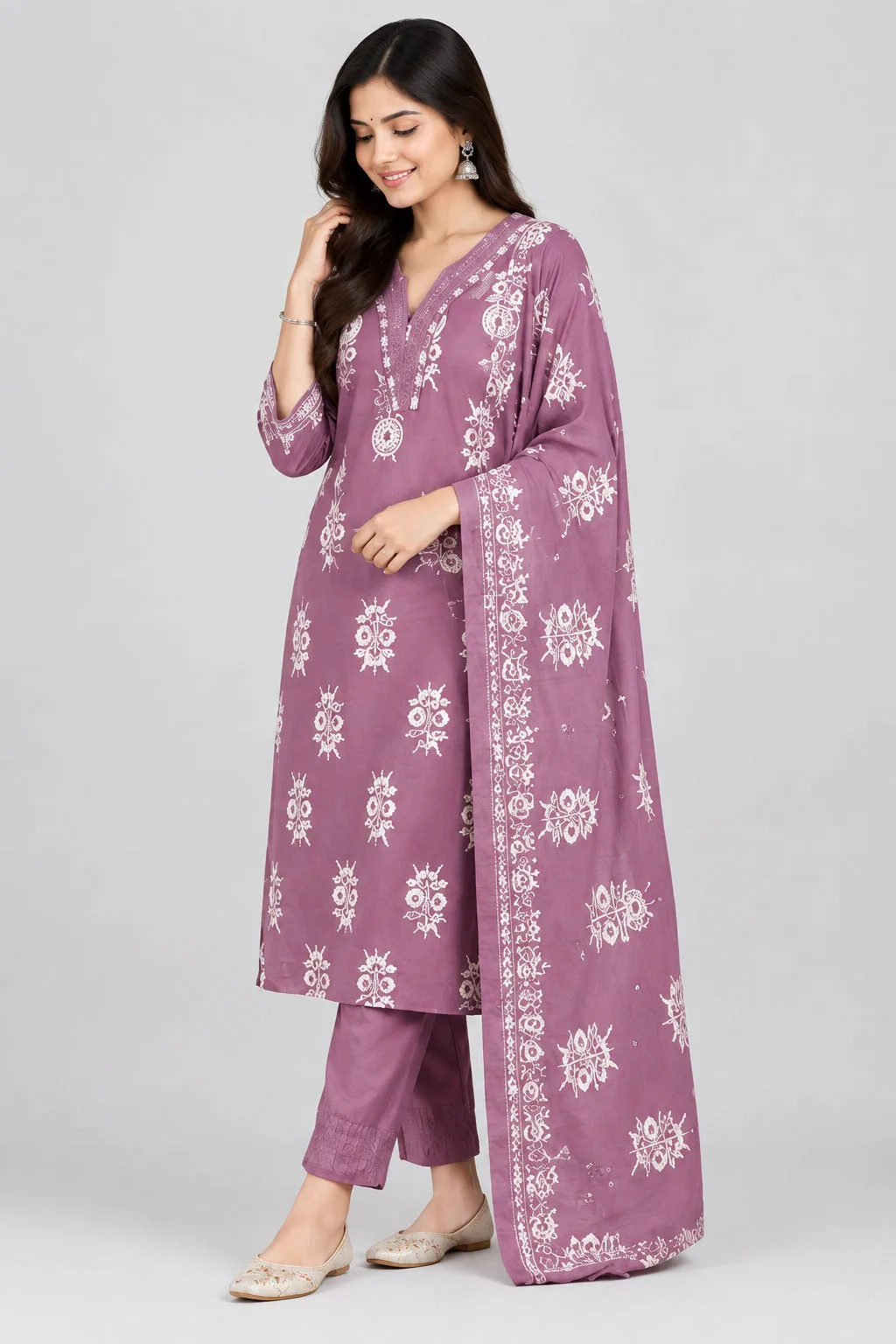 Women’s Printed Straight Kurta Set with Dupatta & Bottom | 3 Piece Ethnic Wear view 5