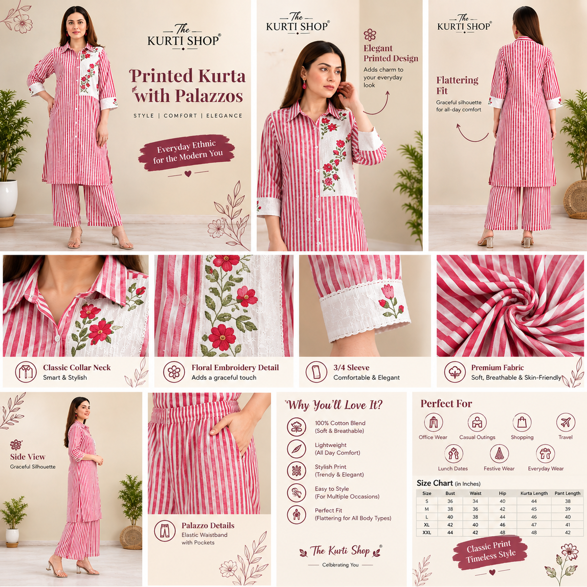 Women’s Printed Kurta & Palazzo Co-Ord Set