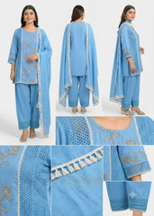 The Khurtis Shop Women Embroidered Cotton Straight Kurta with Trousers & Dupatta 3-Piece