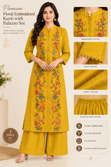 Premium Embroidered Kurti Set with Palazzo 2