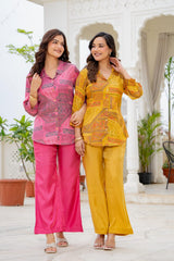 Women Printed Shirt Style Kurta with Palazzo Pants – 2 Piece Co-Ord Set