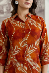 Women Printed 2-Piece Co-Ord Set with Collared Top and Wide-Leg Pants – The Kurti Shop