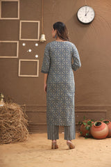 best ethnic geometric printed kurti with pants and dupatta by the khurti shop