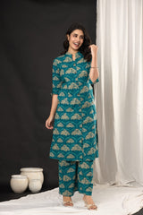 The Kurti Shop, the kurti shop kurta set, the kurti shop suits, teal blue kurti, teal green kurti set, cotton printed kurta set, women floral kurti palazzo set, mandarin collar kurti, front button straight kurta, office wear kurti, ethnic suit set for women, daily wear kurti set, printed co-ord set women, indian ethnic wear, summer cotton suit set, womens stylish kurti, traditional kurti pants set, latest kurti design 2026, branded suit set for women, pure cotton readymade suit, ladies ethnic outfit, stylis