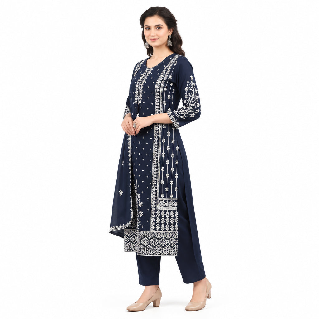 kurti set, 3 piece kurti set, women ethnic wear, ladies kurti, kurta set for women, straight kurti, printed kurti, ethnic wear, festive wear, party wear, traditional wear, dupatta set, women clothing, The Kurti Shop