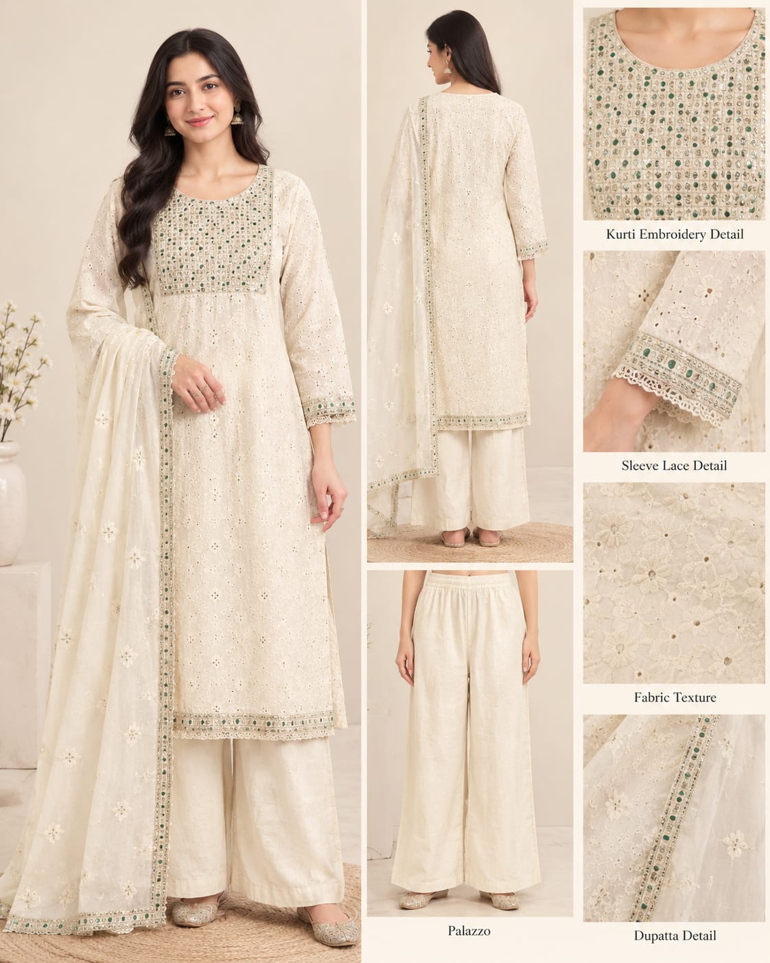 Elegant Cotton Blend Kurti Palazzo Set for Women