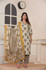 Women’s Printed Straight Kurta Pant Dupatta Set