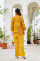 Women Printed Shirt Style Kurta with Palazzo Pants – 2 Piece Co-Ord Set
