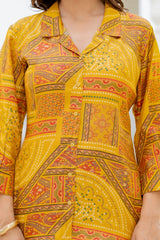 Women Printed Shirt Style Kurta with Palazzo Pants – 2 Piece Co-Ord Set