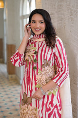 Women Floral Printed Straight Kurta with Pants – Stylish 3 Piece Ethnic Set
