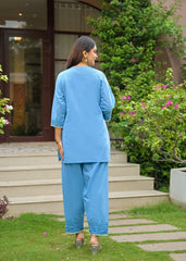 The Khurtis Shop Women Embroidered Cotton Straight Kurta with Trousers & Dupatta 3-Piece