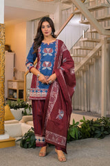 printed salwar pants with matching ethnic kurti suit set
