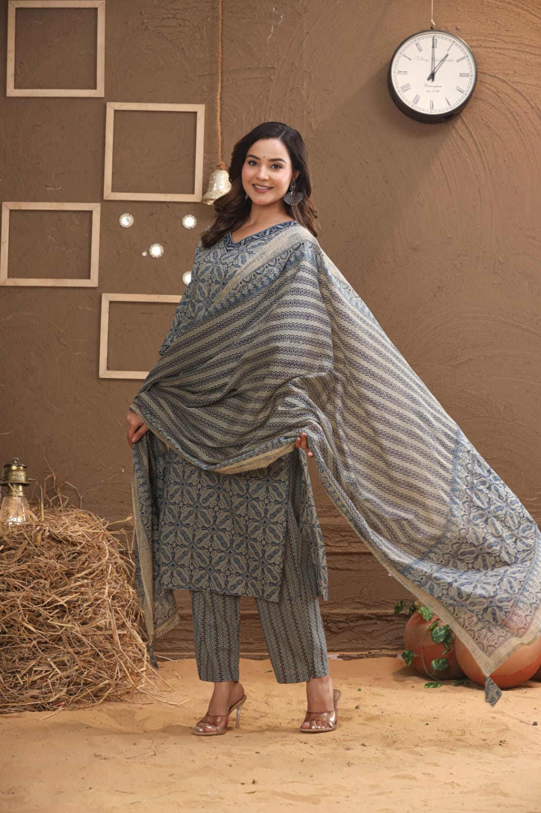 casual and office wear ethnic cotton kurti dress with dupatta
