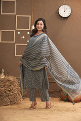 casual and office wear ethnic cotton kurti dress with dupatta