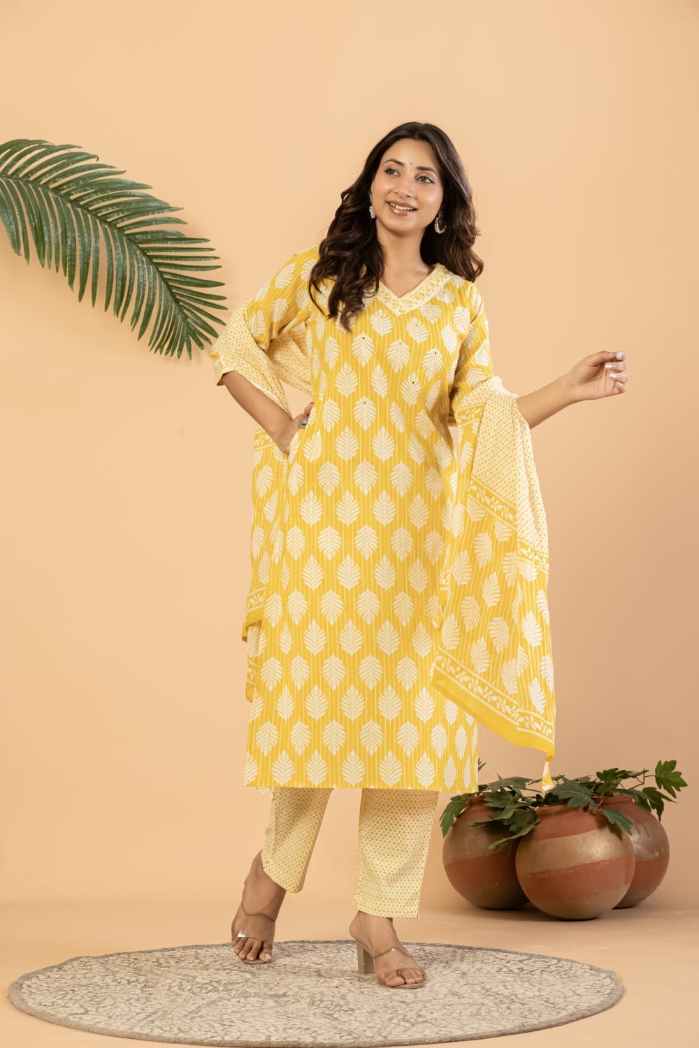 Cotton printed kurta pant set for women daily wear and office wear