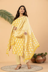 lock style leaf print pure cotton straight fit kurti with lace border