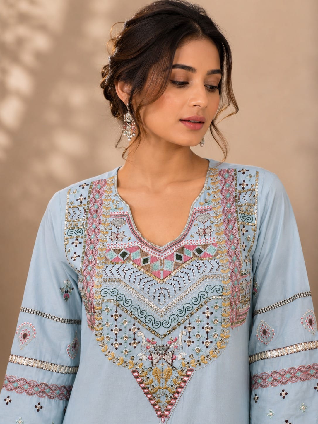 Festive ethnic wear embroidered kurti suit set for women - The Khurti Shop
