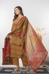 Stylish printed traditional suit set with dupatta for casual and festive wear