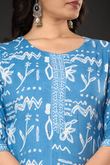 Traditional block print kurti suit set for festive occasions
