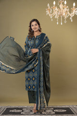 Premium quality printed ethnic suit set with matching dupatta by The Kurti Shop.