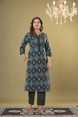 Premium quality printed ethnic suit set with matching dupatta by The Kurti Shop.
