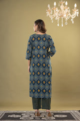 Premium quality printed ethnic suit set with matching dupatta by The Kurti Shop.