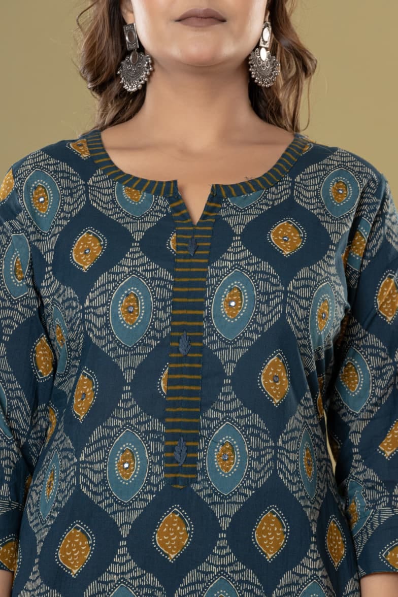 Premium quality printed ethnic suit set with matching dupatta by The Kurti Shop.