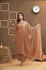 The Kurti Shop, Women Ethnic Wear, Abstract Printed Kurta Set, Cotton Straight Kurti, Printed Suit with Dupatta, Daily Wear Ethnic Set, Casual Office Wear Kurti, 3 Piece Cotton Suit