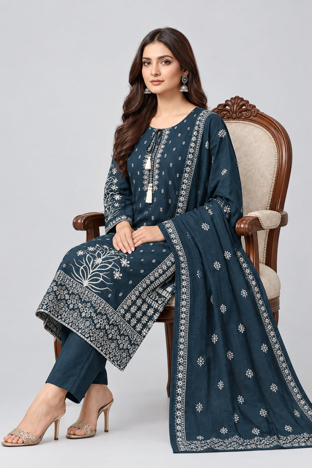kurti set, 3 piece kurti set, women ethnic wear, ladies kurti, kurta set for women, straight kurti, printed kurti, ethnic wear, festive wear, party wear, traditional wear, dupatta set, women clothing, The Kurti Shop