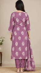 Women’s Printed Straight Kurta Set with Dupatta & Bottom | 3 Piece Ethnic Wear
