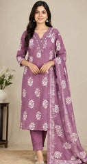 Women’s Printed Straight Kurta Set with Dupatta & Bottom | 3 Piece Ethnic Wear