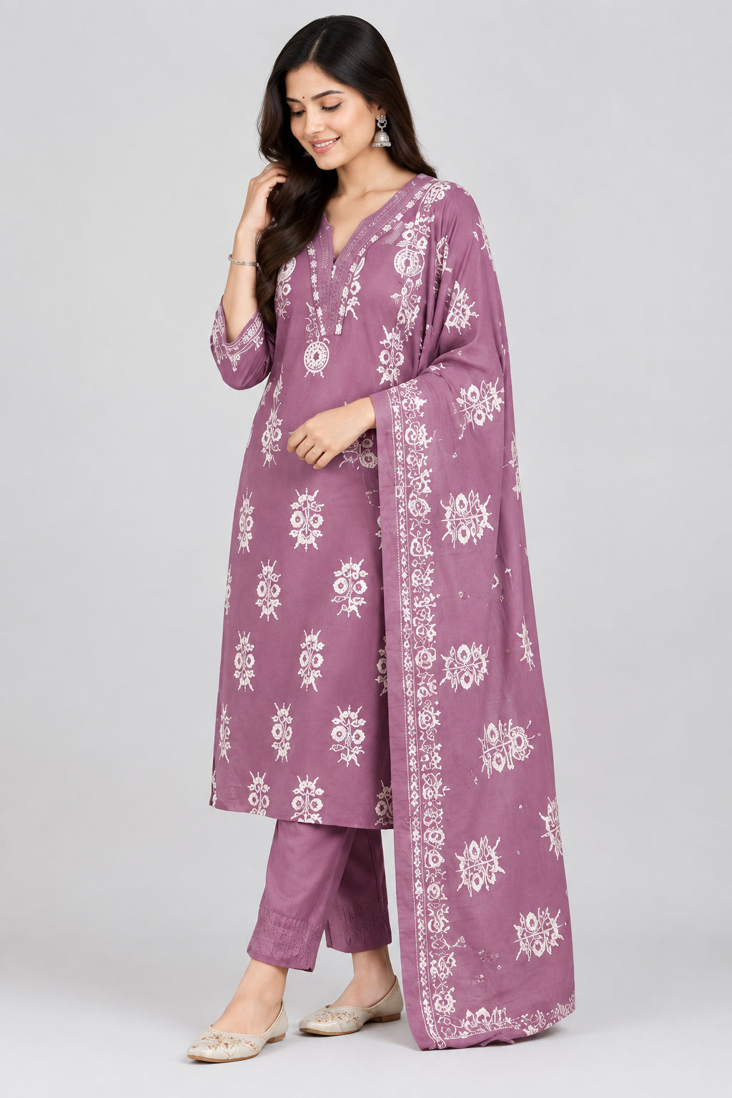 Women’s Printed Straight Kurta Set with Dupatta & Bottom | 3 Piece Ethnic Wear