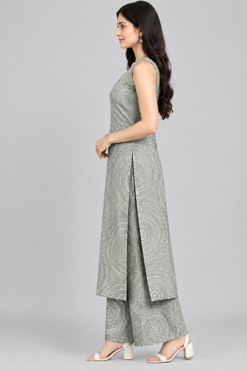 kurti set, 2 piece set, kurta palazzo set, printed kurti, palazzo set, women ethnic wear, sleeveless kurti, straight kurta, printed kurta, women kurti set, casual ethnic wear, office wear, The Kurti Shop