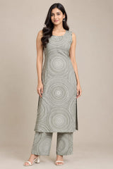 kurti set, 2 piece set, kurta palazzo set, printed kurti, palazzo set, women ethnic wear, sleeveless kurti, straight kurta, printed kurta, women kurti set, casual ethnic wear, office wear, The Kurti Shop