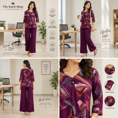 The Kurti Shop – Women Printed Top & Pant Set | Stylish 2 Piece Co-Ord Set