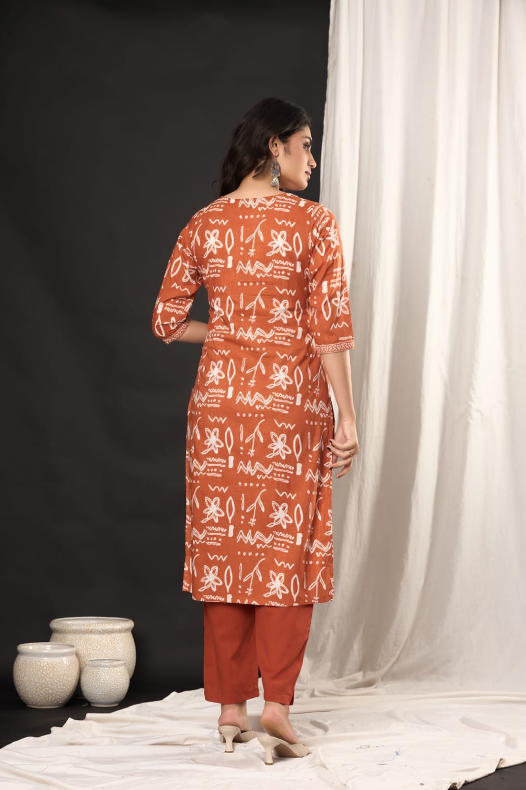The Kurta Shop, Women Ethnic Wear, 3 Piece Cotton Kurta Set, Printed Kurta with Dupatta, Casual Office Wear Suit, Indian Traditional Wear, Designer Kurta Set.