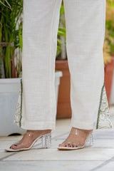 Women’s White Floral Printed Kurta Pant Set