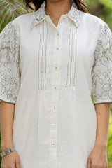 Women’s White Floral Printed Kurta Pant Set