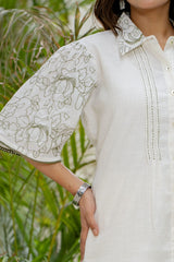 Women’s White Floral Printed Kurta Pant Set